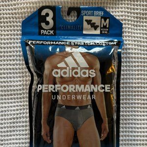 3-Pack Adidas Sport Brief Underwear - All Black (Medium)
